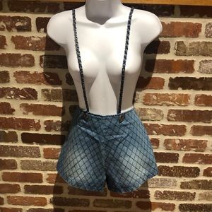 Unique blue Jean suspender shorts size small small